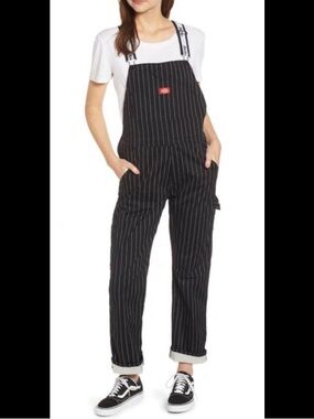 Dickies Black Overalls with White Pinstripes size S